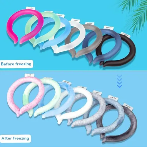 2 Pack Neck Cooling Tube, Reusable Ice Neck Ring Cooler Wraps,Wearable Body Cooling Products for Outdoor Indoor, Neck Coolers for Hot Weather (Black*2)