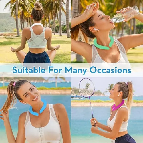 2 Pack Neck Cooling Tube, Reusable Ice Neck Ring Cooler Wraps,Wearable Body Cooling Products for Outdoor Indoor, Neck Coolers for Hot Weather (Black*2)