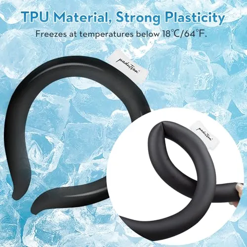 2 Pack Neck Cooling Tube, Reusable Ice Neck Ring Cooler Wraps,Wearable Body Cooling Products for Outdoor Indoor, Neck Coolers for Hot Weather (Black*2)