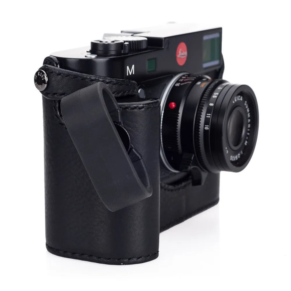 Arte di Mano Half Case for Leica M/M-P (Typ 240) for Multifunction Handgrip with Fingerloop Cutout - Minerva Black with Black Stitching
