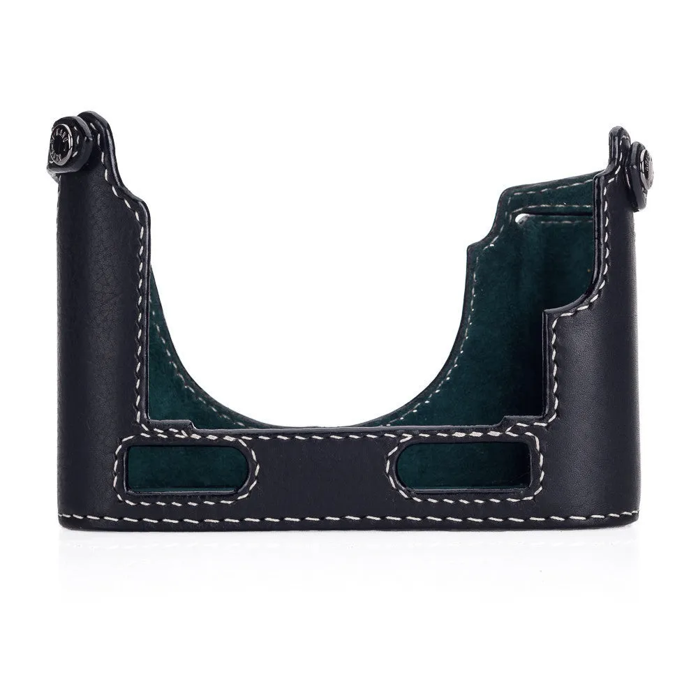 Arte di Mano Half Case for Leica M/M-P (Typ 240) for Multifunction Handgrip with Fingerloop Cutout - Minerva Black with White Stitching