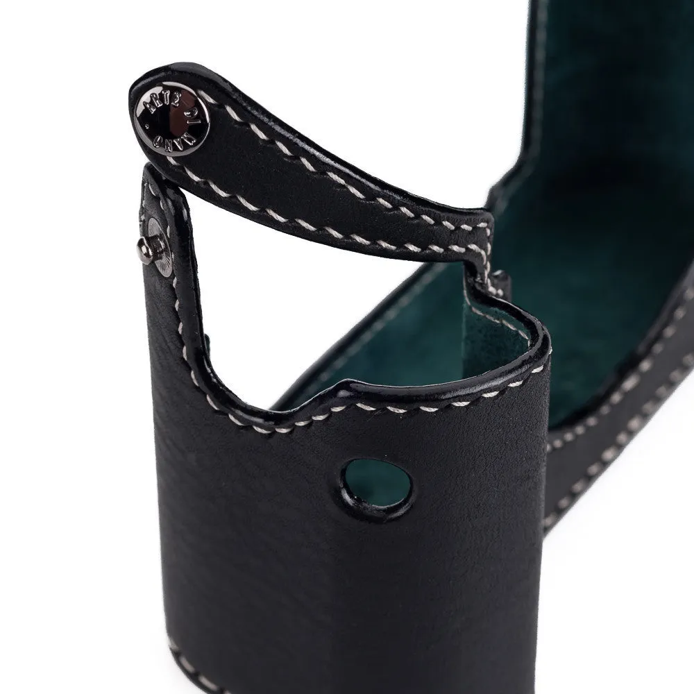 Arte di Mano Half Case for Leica M/M-P (Typ 240) for Regular Handgrip with Finger Loop Cutout - Minerva Black with White Stitching