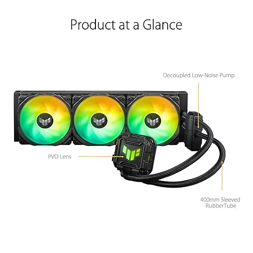 ASUS TUF Gaming LC II 360 ARGB AIO CPU Cooler: Aura Sync, 3X TUF 120mm ARGB Fans