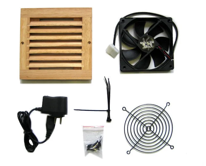 CabCool 1201W Lite 5 volt Single 120mm Fan Cooler Kit with Wood Grill for Cabinet / Home Theater