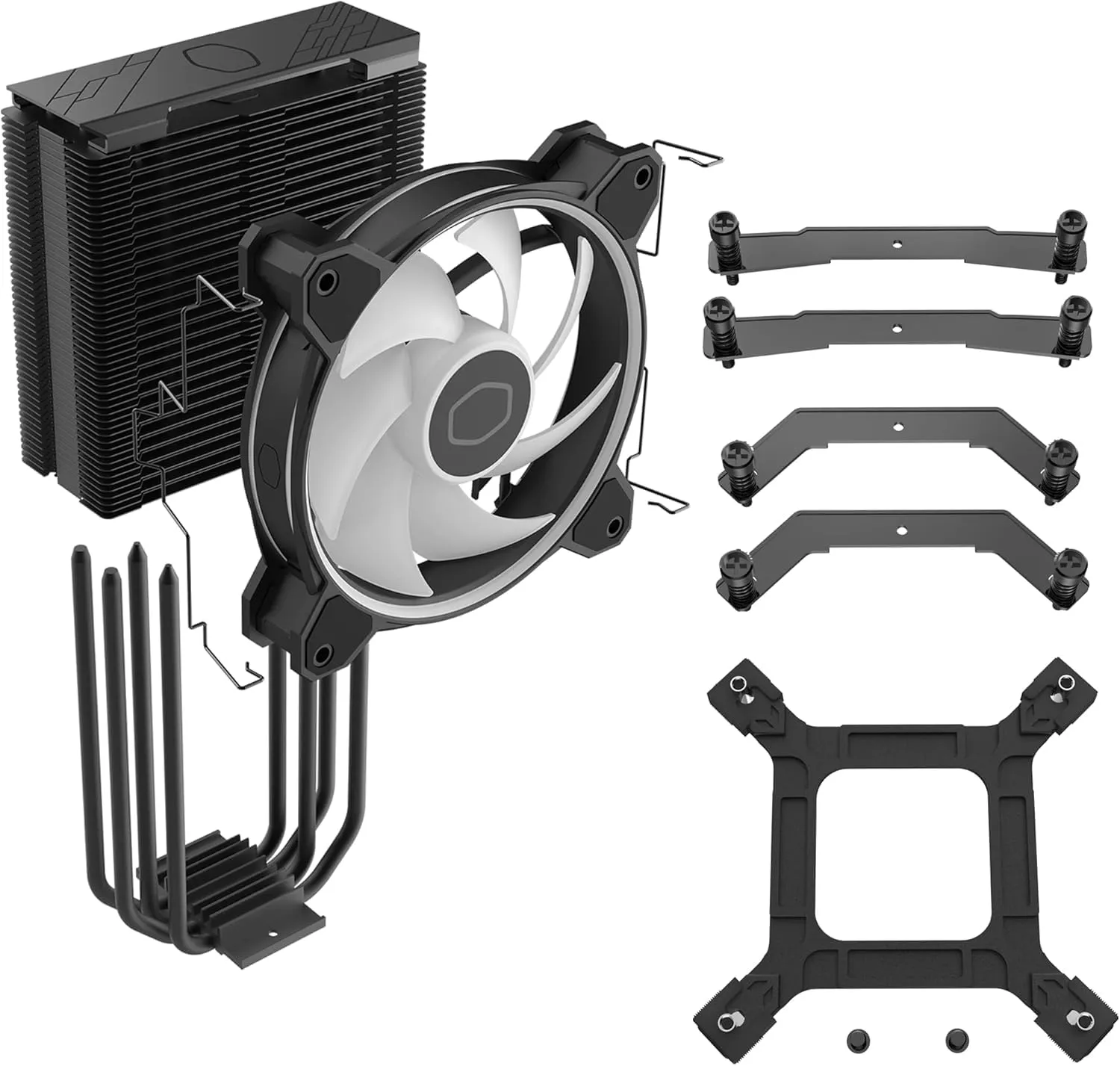 Cooler Master Hyper 212 Halo ARGB Air Cooler, Intel/AMD, 4 Heat Pipes, Rifle Bearing Fan, Compact 154mm Height, Black