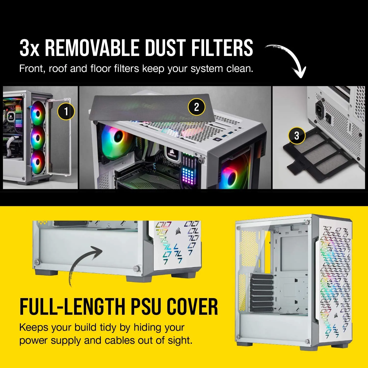 Corsair PC Case iCUE 220T RGB Airflow Tempered Glass Mid-Tower Smart Case, White