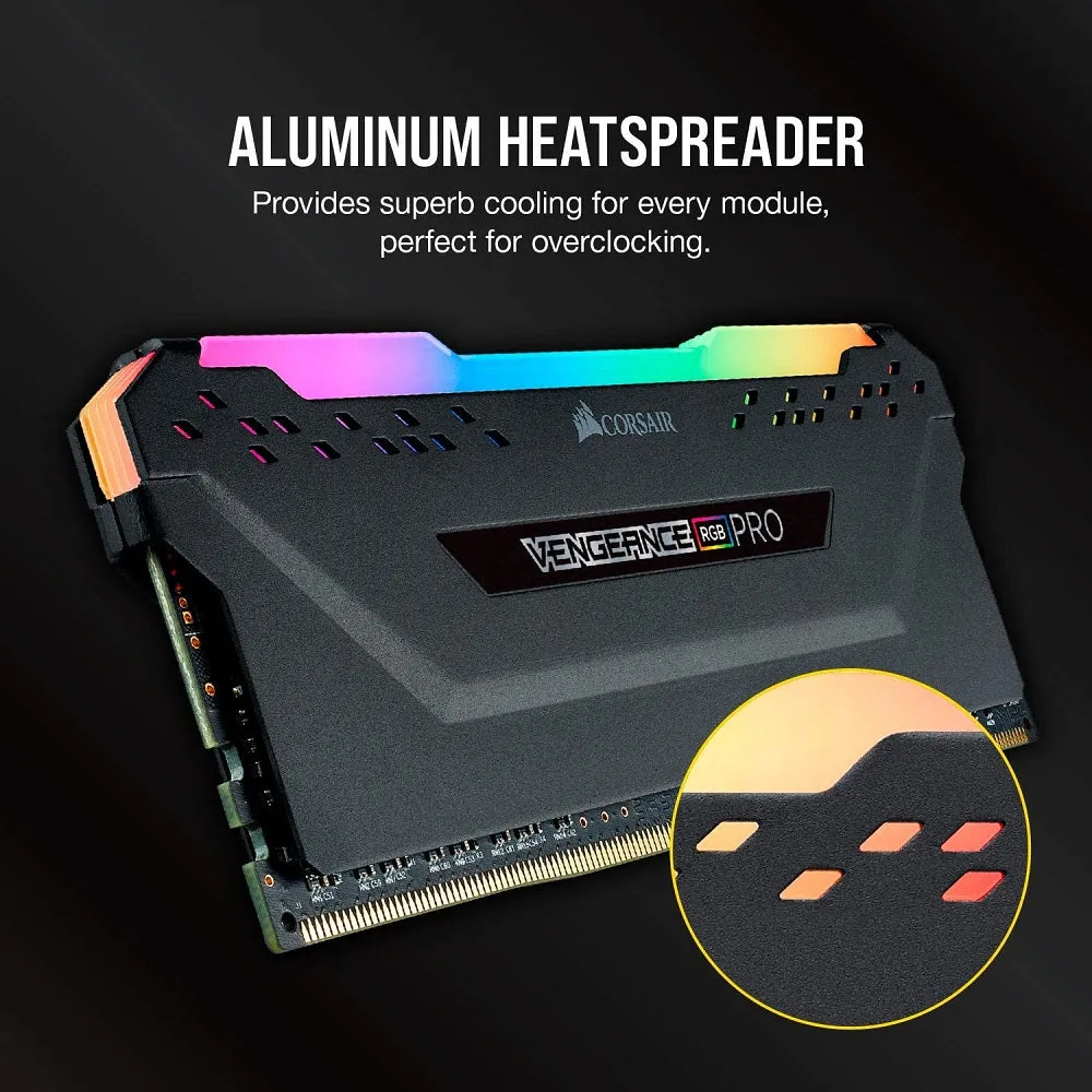 Corsair Vengeance RGB Pro 16GB (2 x 8GB) DDR4 DRAM 2666MHz C16 Memory Kit — Black