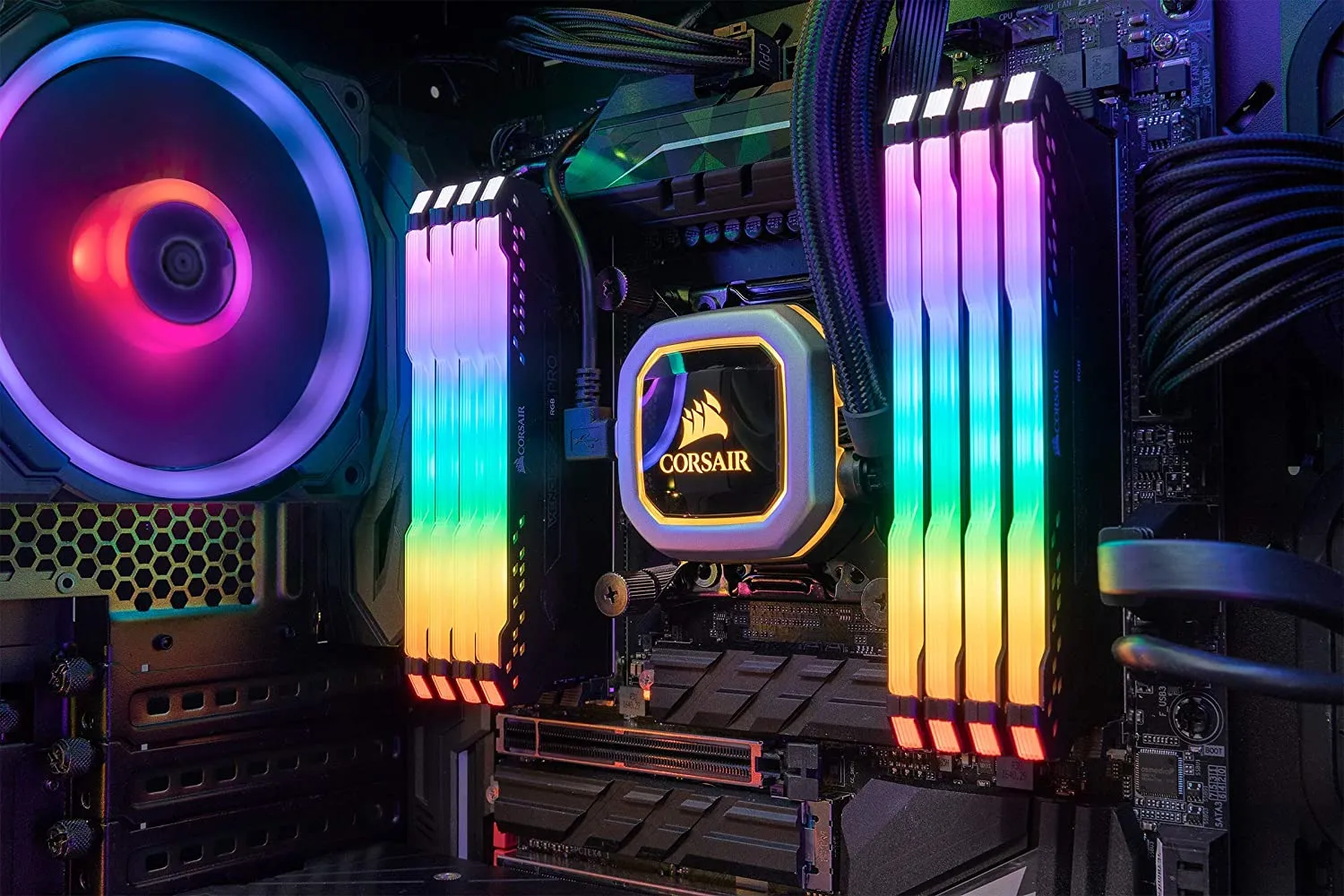 Corsair Vengeance RGB Pro 16GB (2 x 8GB) DDR4 DRAM 3200MHz C16 Memory Kit — Black