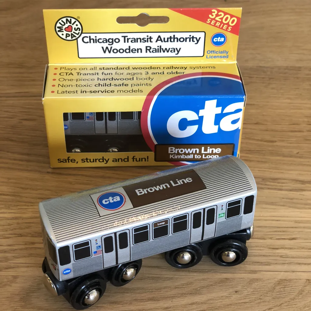 CTA Chicago 'L' Brown Line Wooden Train Toy