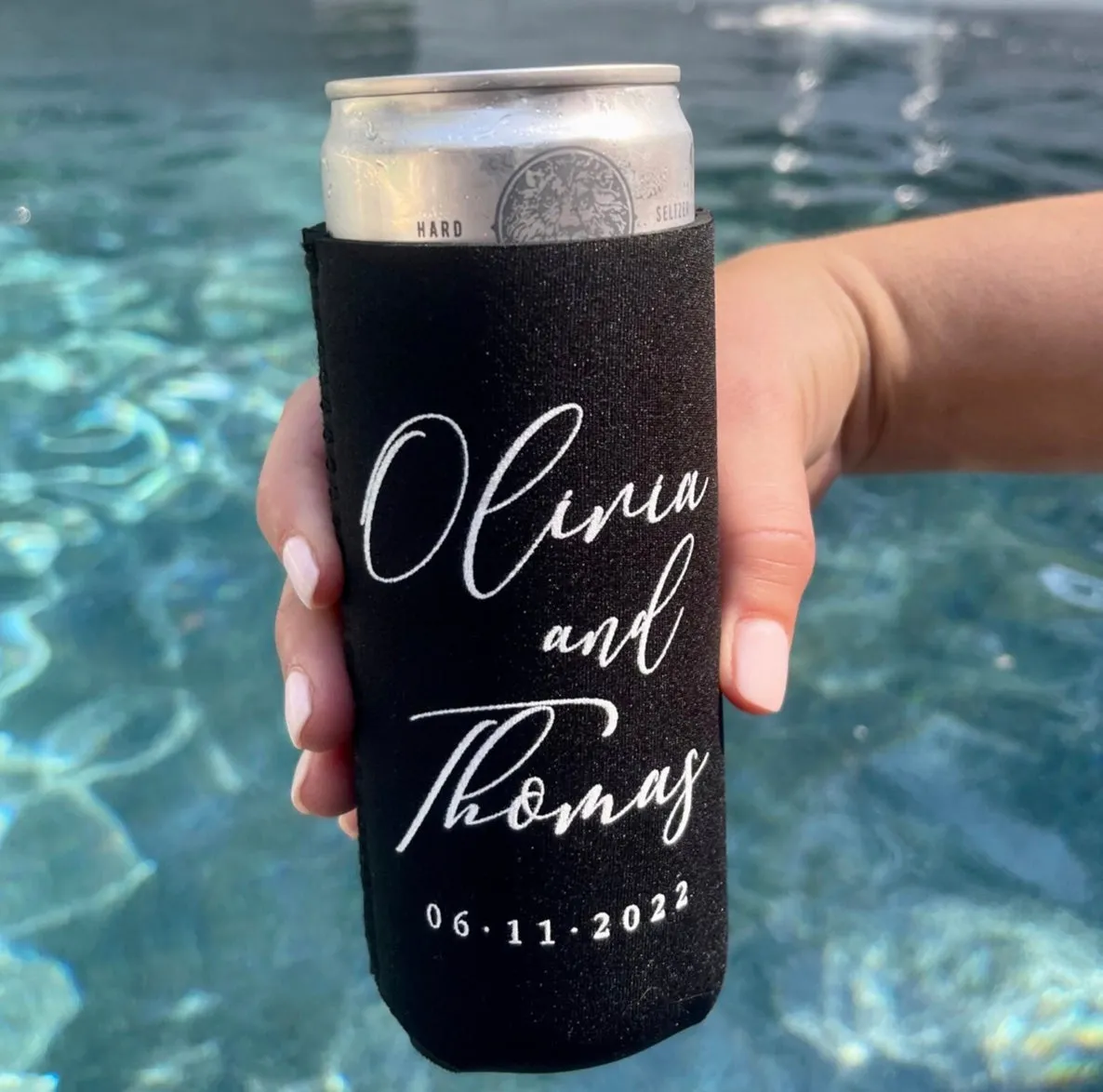 Custom Black Skinny Neoprene Can Coolers