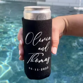 Custom Black Skinny Neoprene Can Coolers