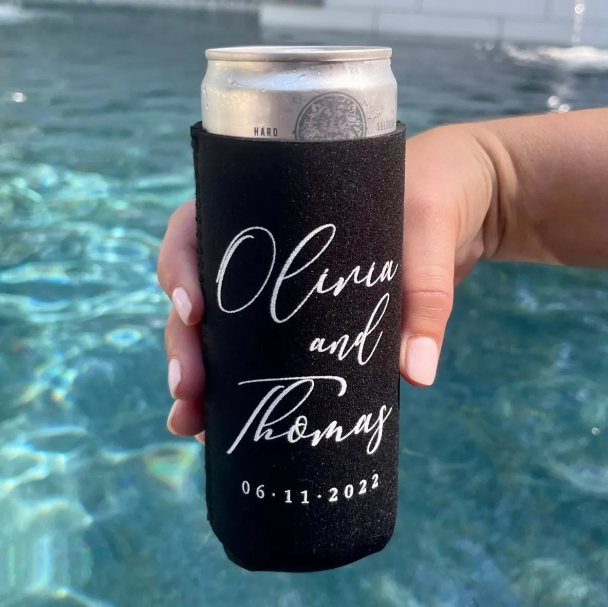 Custom Black Skinny Neoprene Can Coolers