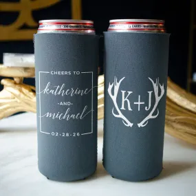 Custom Charcoal Slim Neoprene Can Coolers
