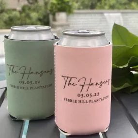 Custom Last Name Can Cooler Party Favors