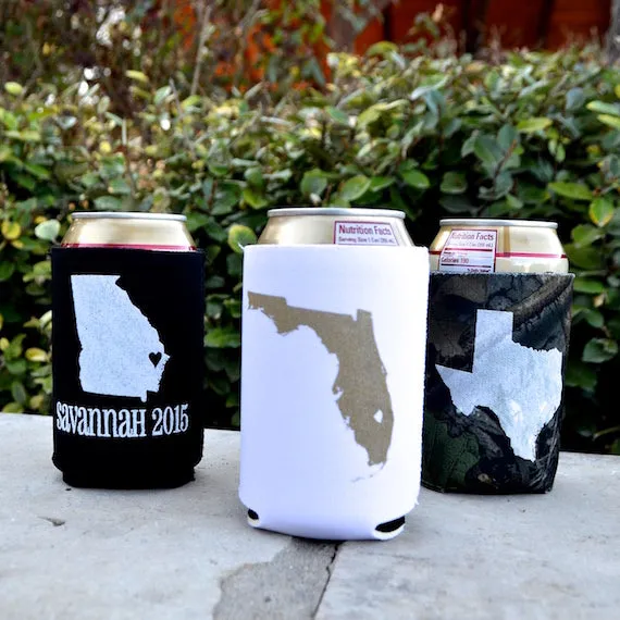 Custom State Outline Can Coolers