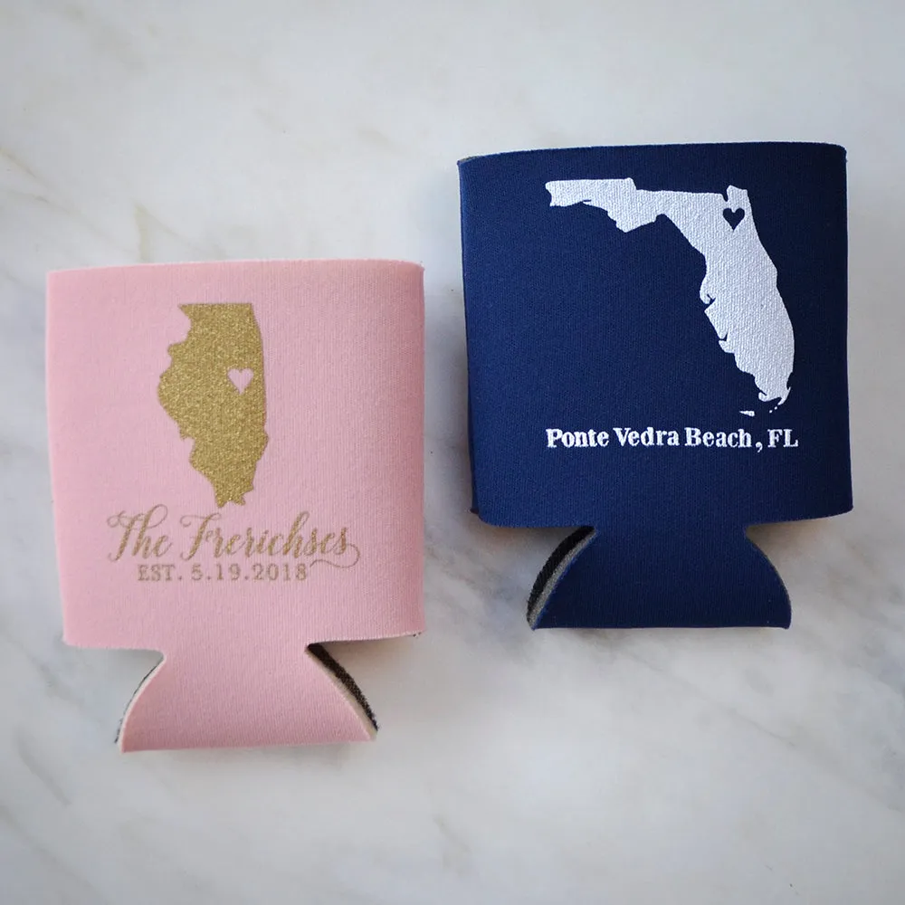 Custom State Outline Can Coolers
