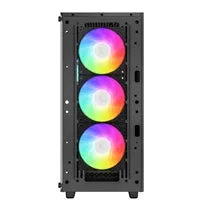 DeepCool CC560 ARGB V2 Case, Gaming, Black, Mid Tower, 1 x USB 3.0 / 1 x USB 2.0, Tempered Glass Side Window Panel, Abundant Airflow Performance, Addressable RGB LED Fans, ATX, Micro ATX, Mini-ITX