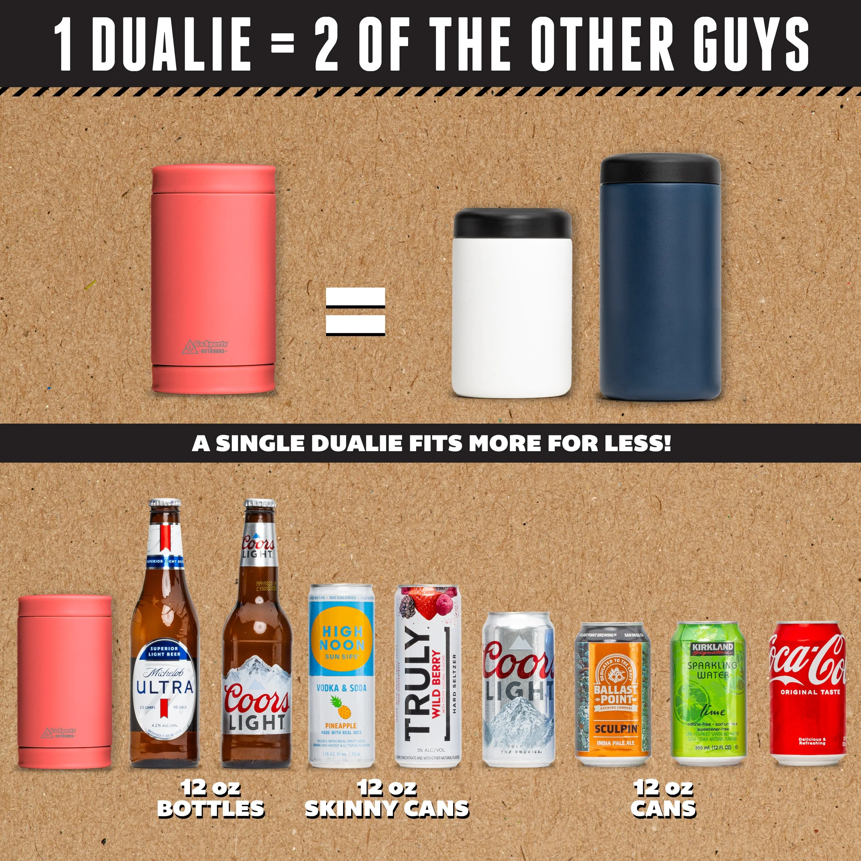 DUALIE 3 in 1 Insulated Can Cooler - Coral