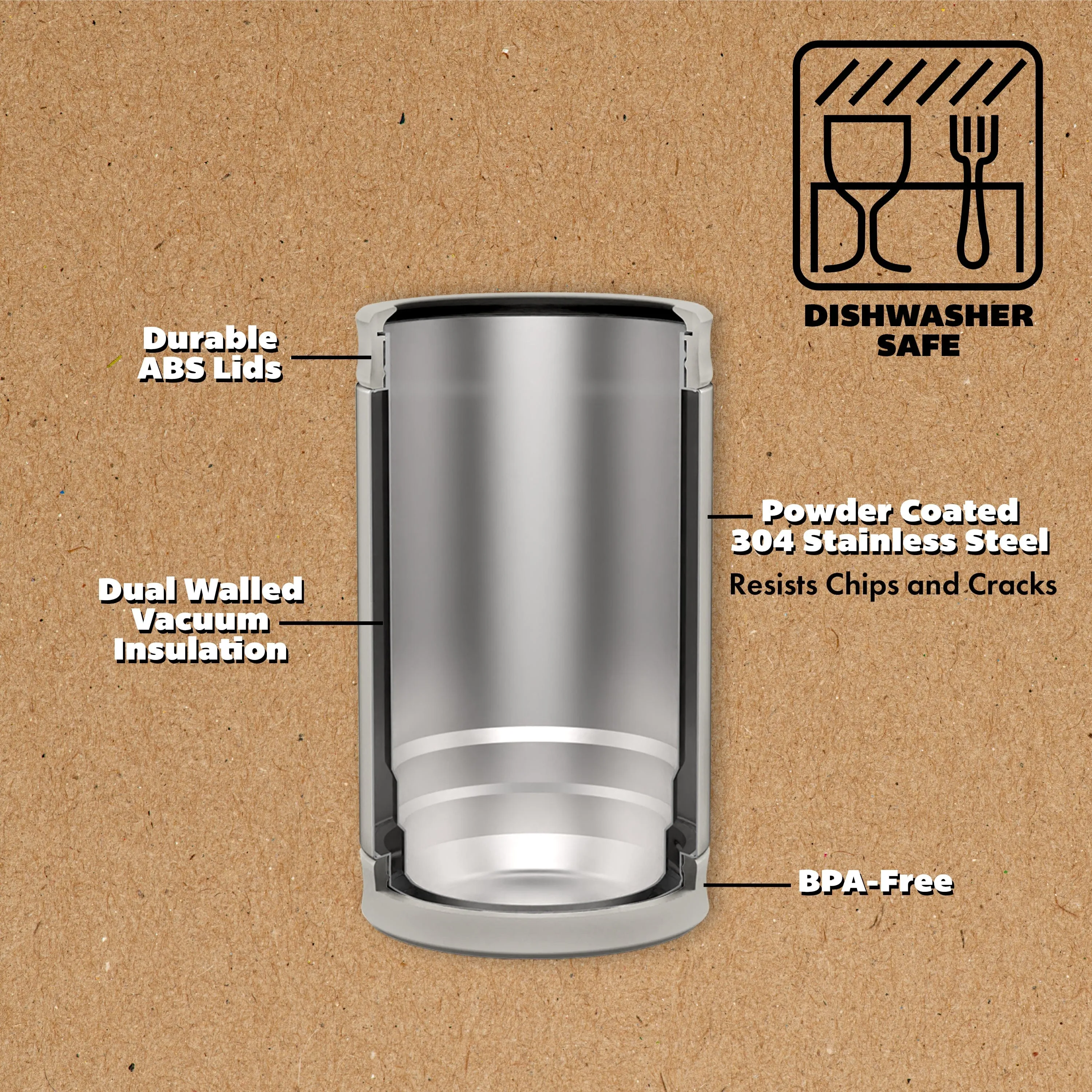 DUALIE 3 in 1 Insulated Can Cooler - Fog Gray