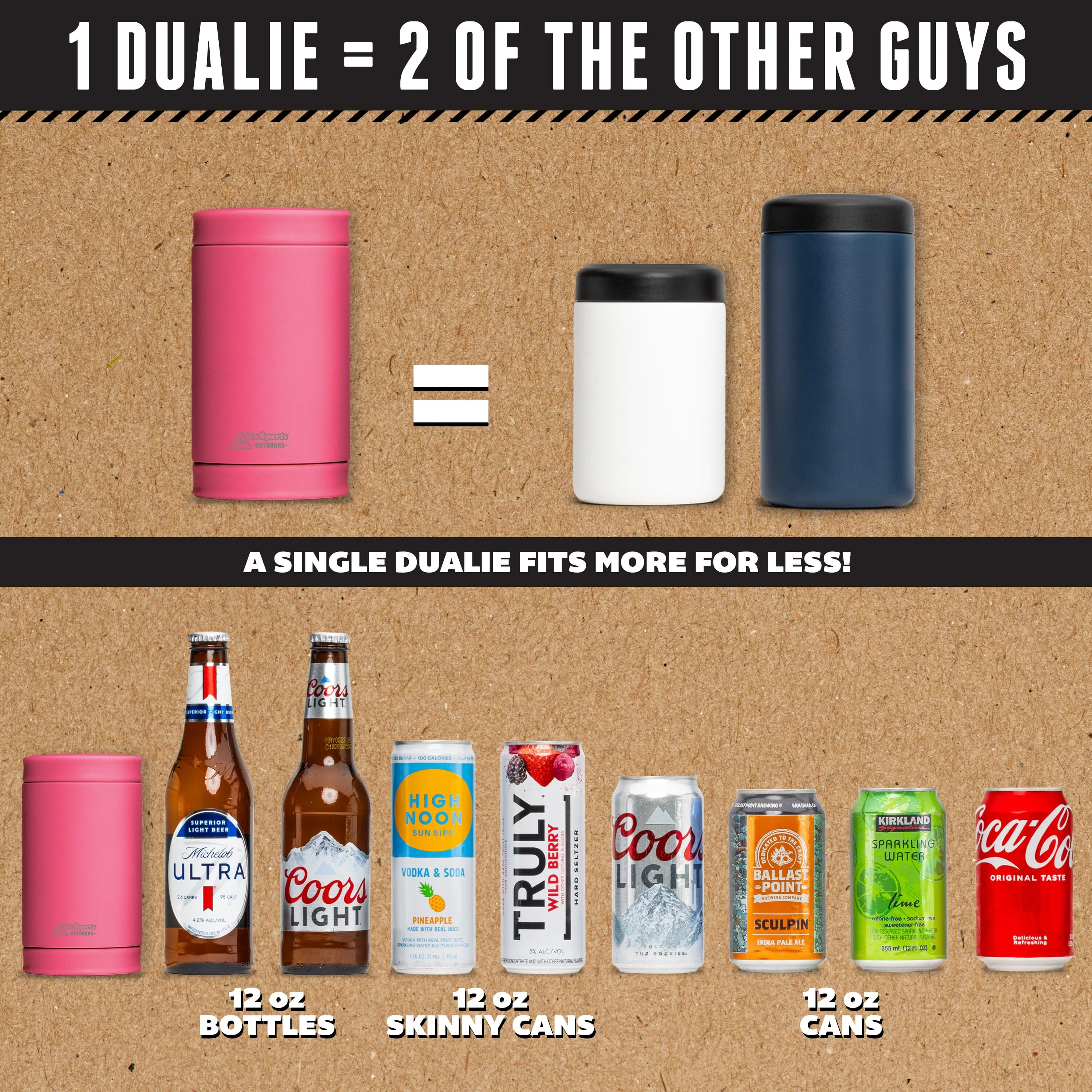 DUALIE 3 in 1 Insulated Can Cooler - Magenta