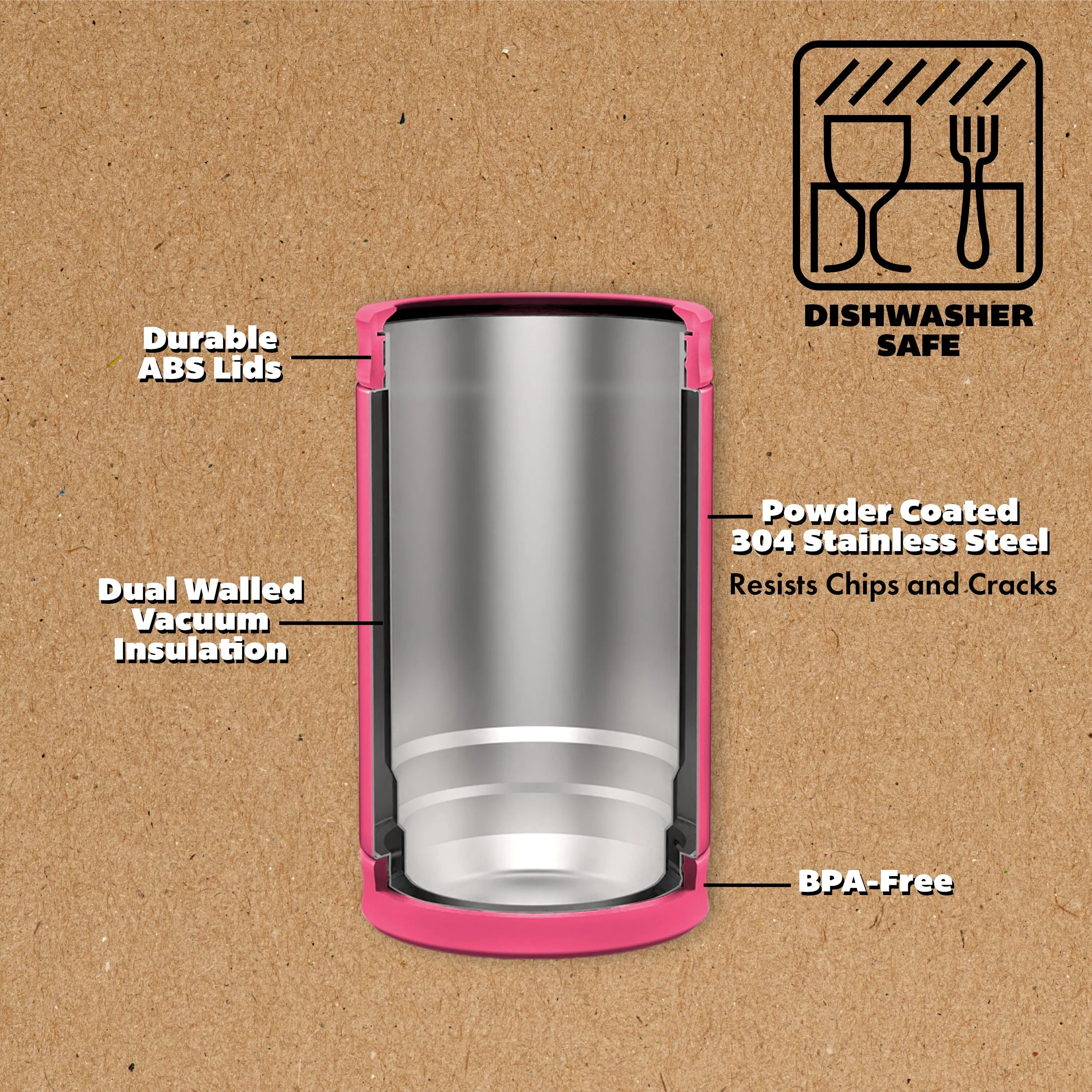 DUALIE 3 in 1 Insulated Can Cooler - Magenta