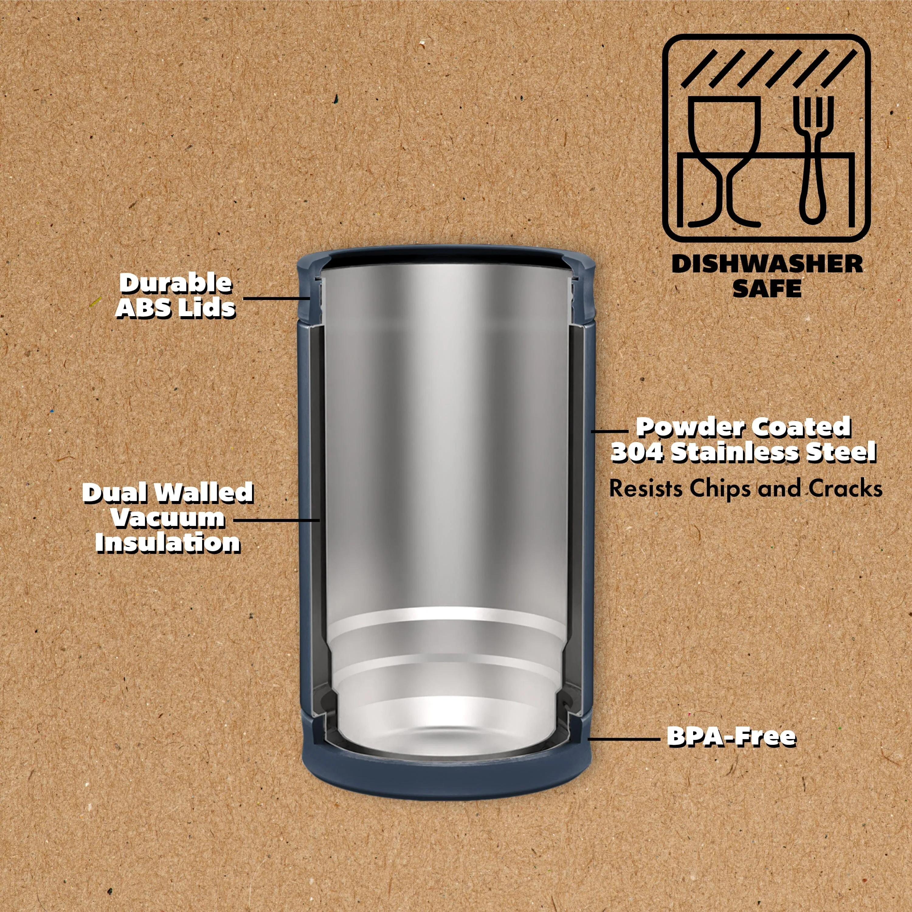 DUALIE 3 in 1 Insulated Can Cooler - Navy