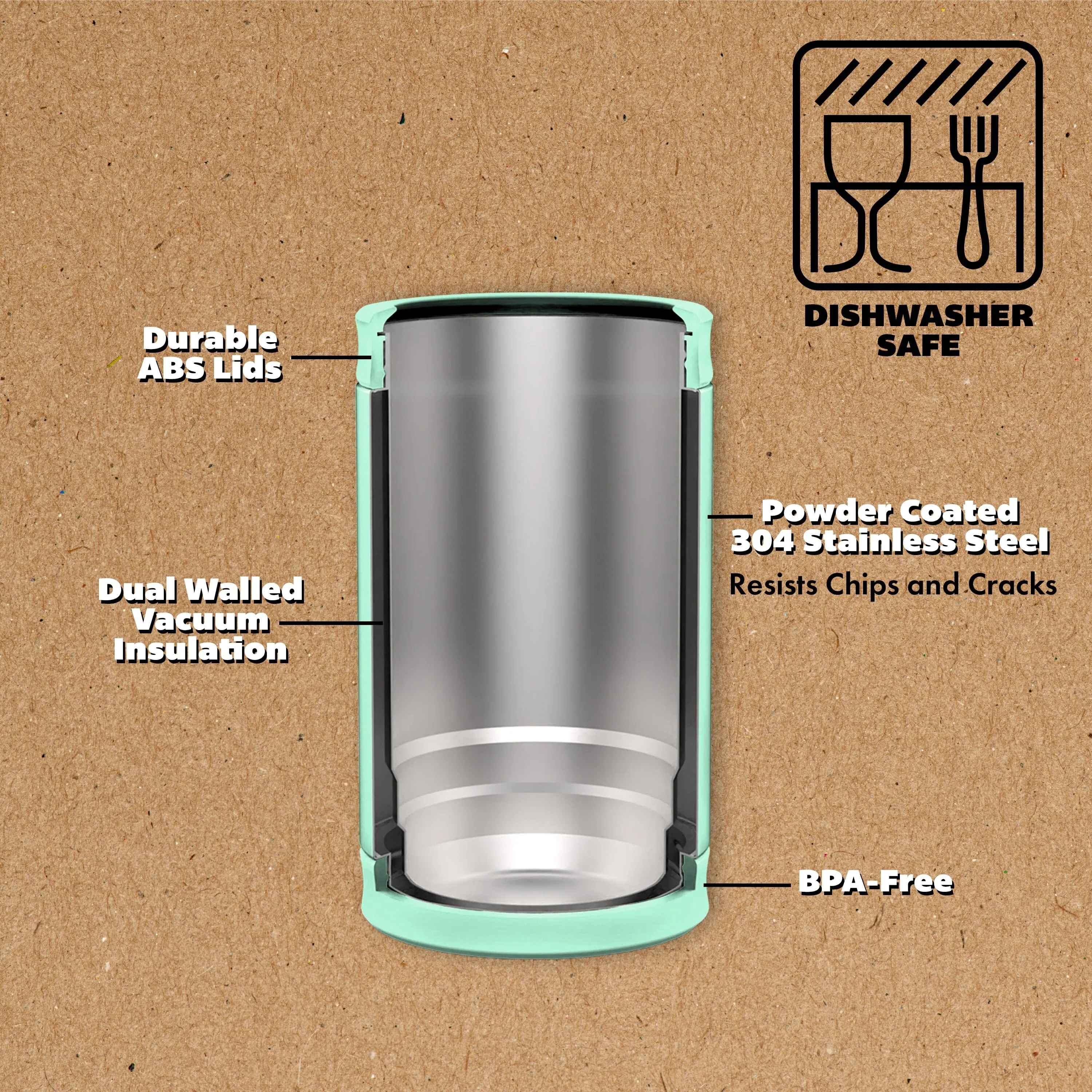 DUALIE 3 in 1 Insulated Can Cooler - Sea Foam