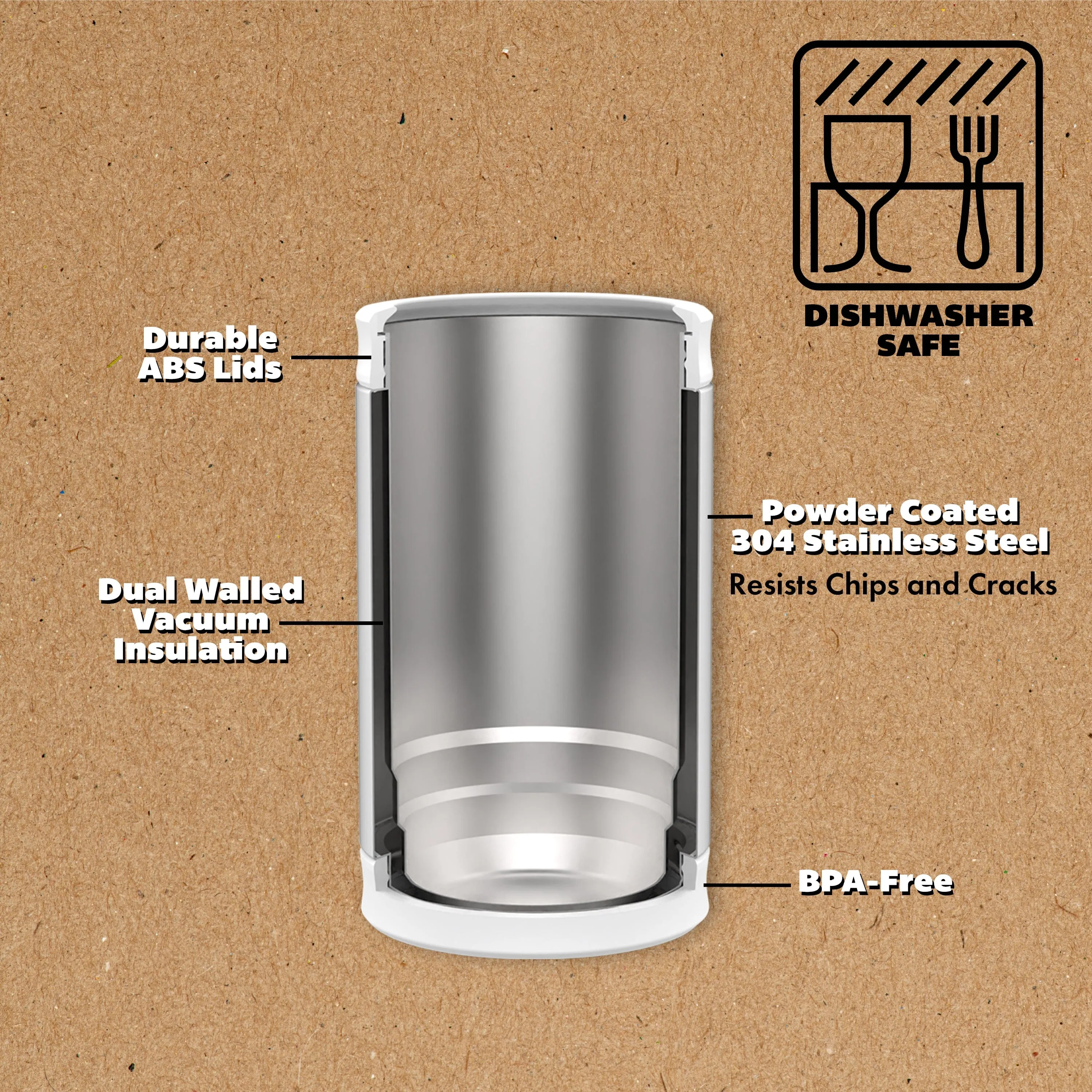 DUALIE 3 in 1 Insulated Can Cooler - White