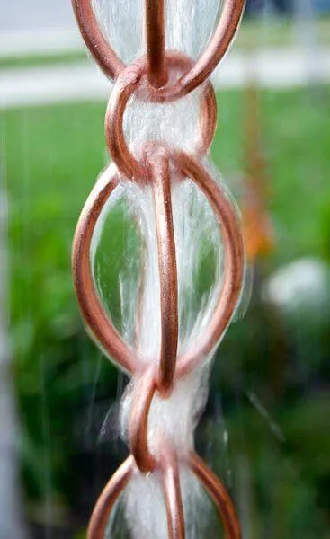 Egg-Shaped Loop Rain Chain Copper Bronze Decorative Downspout Water Feature