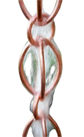 Egg-Shaped Loop Rain Chain Copper Bronze Decorative Downspout Water Feature