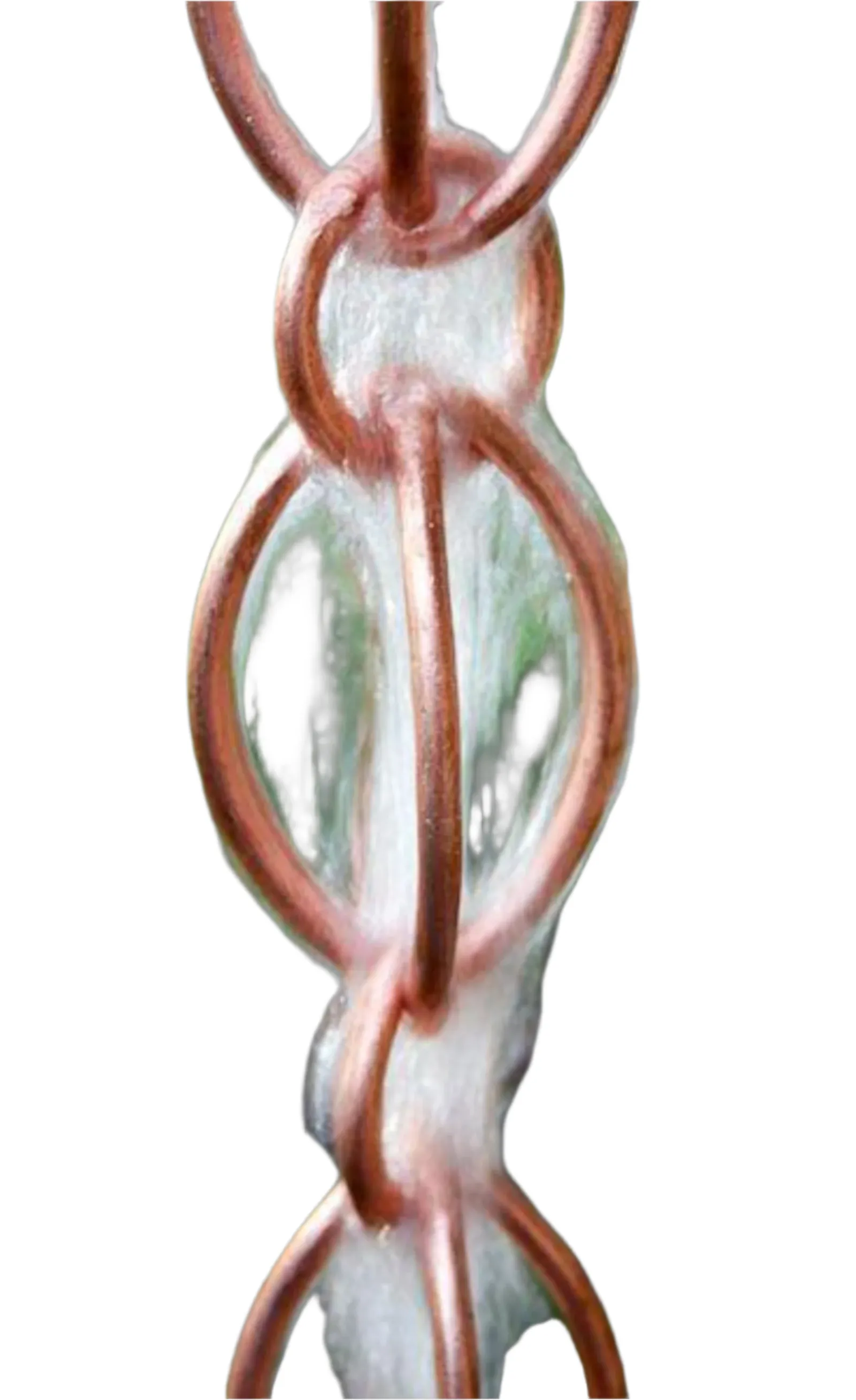 Egg-Shaped Loop Rain Chain Copper Bronze Decorative Downspout Water Feature
