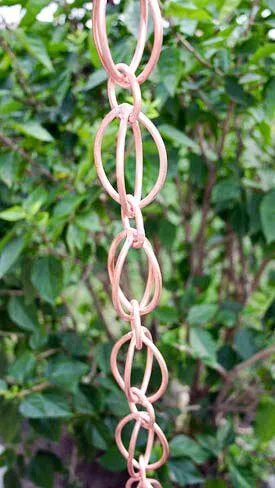 Egg-Shaped Loop Rain Chain Copper Bronze Decorative Downspout Water Feature