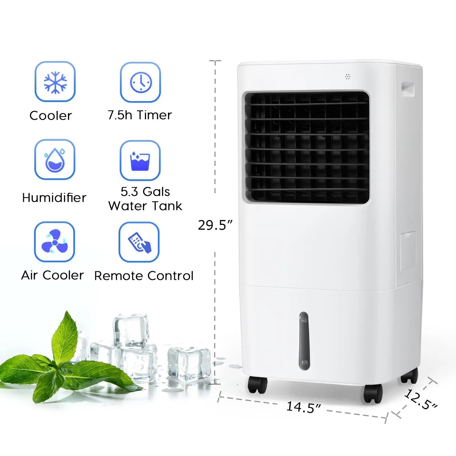Evaporative Cooler, 3-in-1 Cooler, Fan and Humidifier with 7.5H Timer