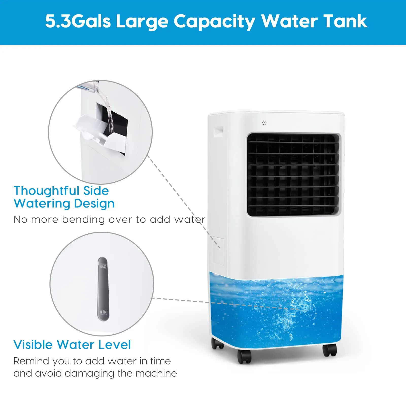 Evaporative Cooler, 3-in-1 Cooler, Fan and Humidifier with 7.5H Timer