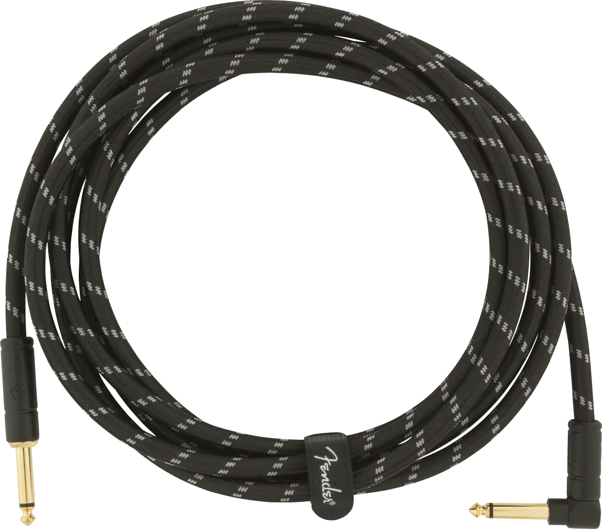Fender Deluxe Series Instrument Cable, Straight/Angle, 10', Black Tweed