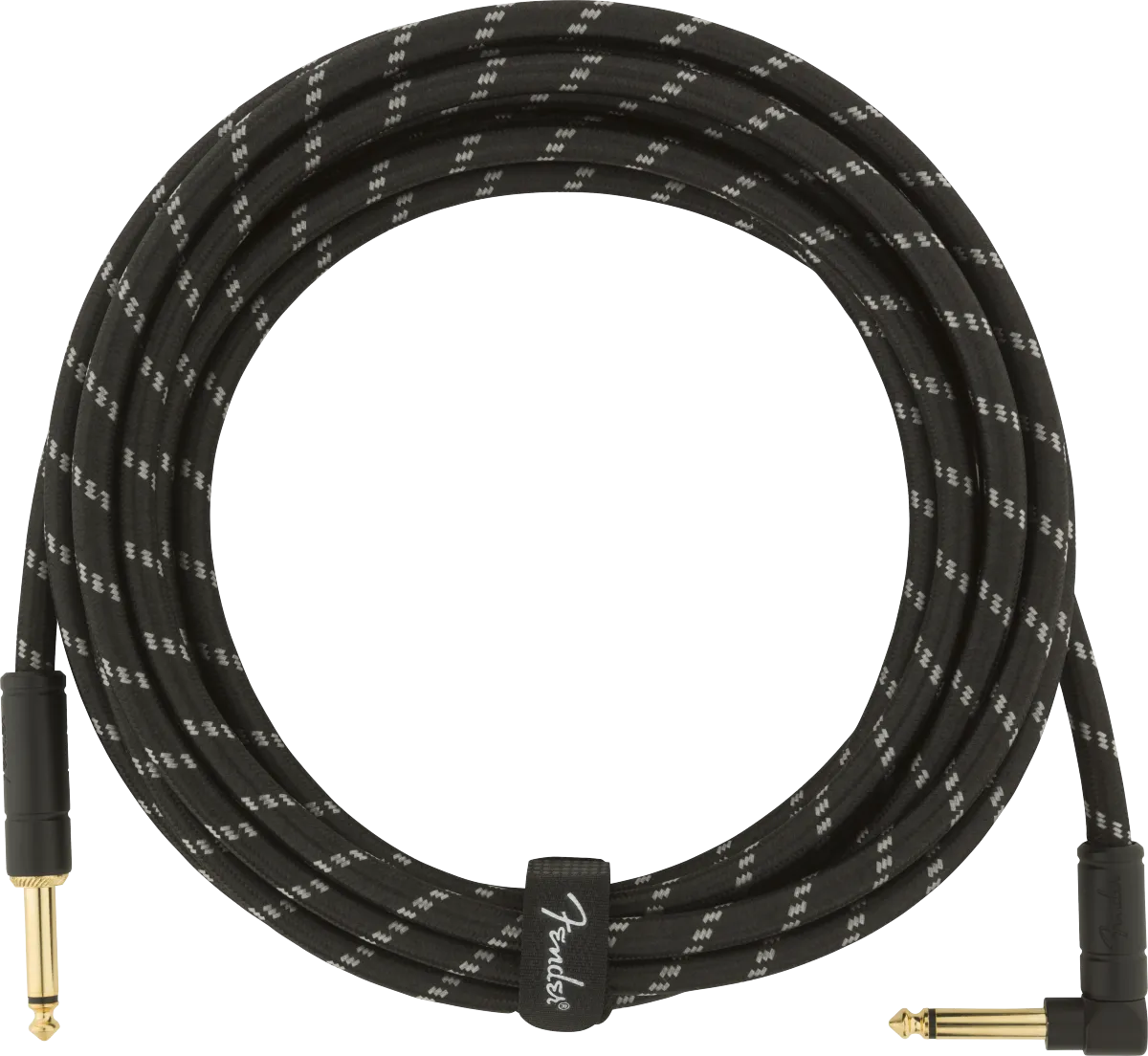 Fender Deluxe Series Instrument Cable, Straight/Angle, 15' Black Tweed