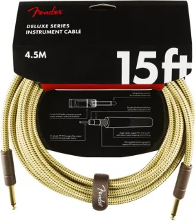 Fender Deluxe Series Instrument Cable, Straight/Straight, 15', Tweed