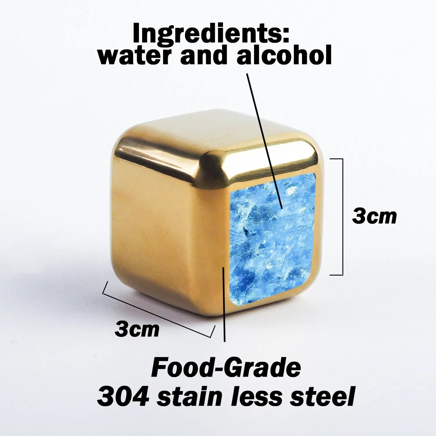 Funki Buys | Whisky Stones | Gold Stainless Steel Reusable Ice Cubes
