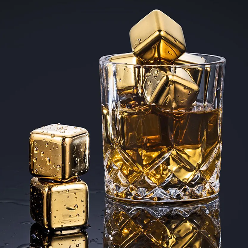 Funki Buys | Whisky Stones | Gold Stainless Steel Reusable Ice Cubes