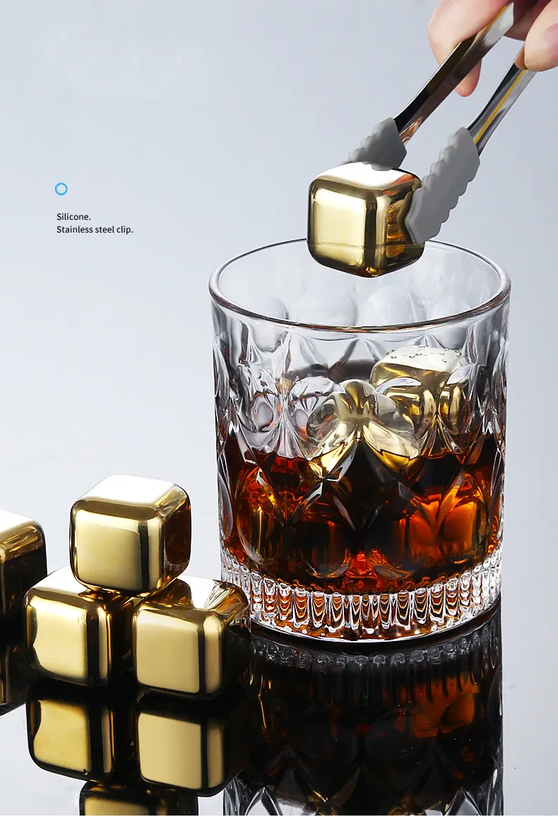 Funki Buys | Whisky Stones | Gold Stainless Steel Reusable Ice Cubes