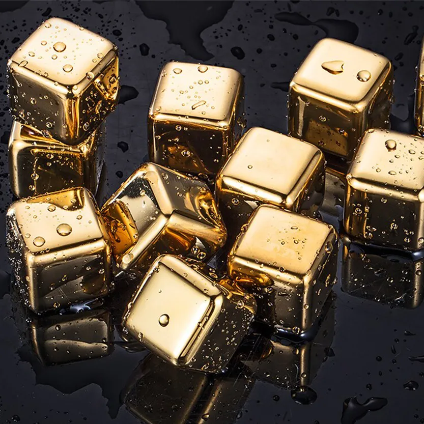 Funki Buys | Whisky Stones | Gold Stainless Steel Reusable Ice Cubes