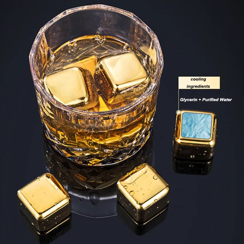 Funki Buys | Whisky Stones | Gold Stainless Steel Reusable Ice Cubes
