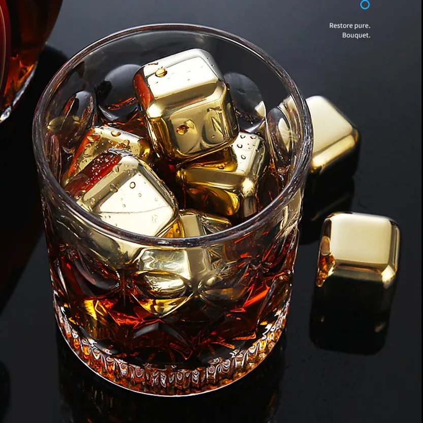 Funki Buys | Whisky Stones | Gold Stainless Steel Reusable Ice Cubes
