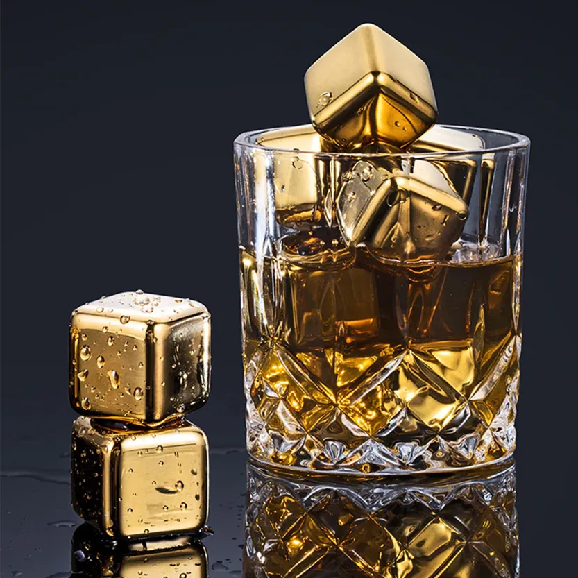Funki Buys | Whisky Stones | Gold Stainless Steel Reusable Ice Cubes