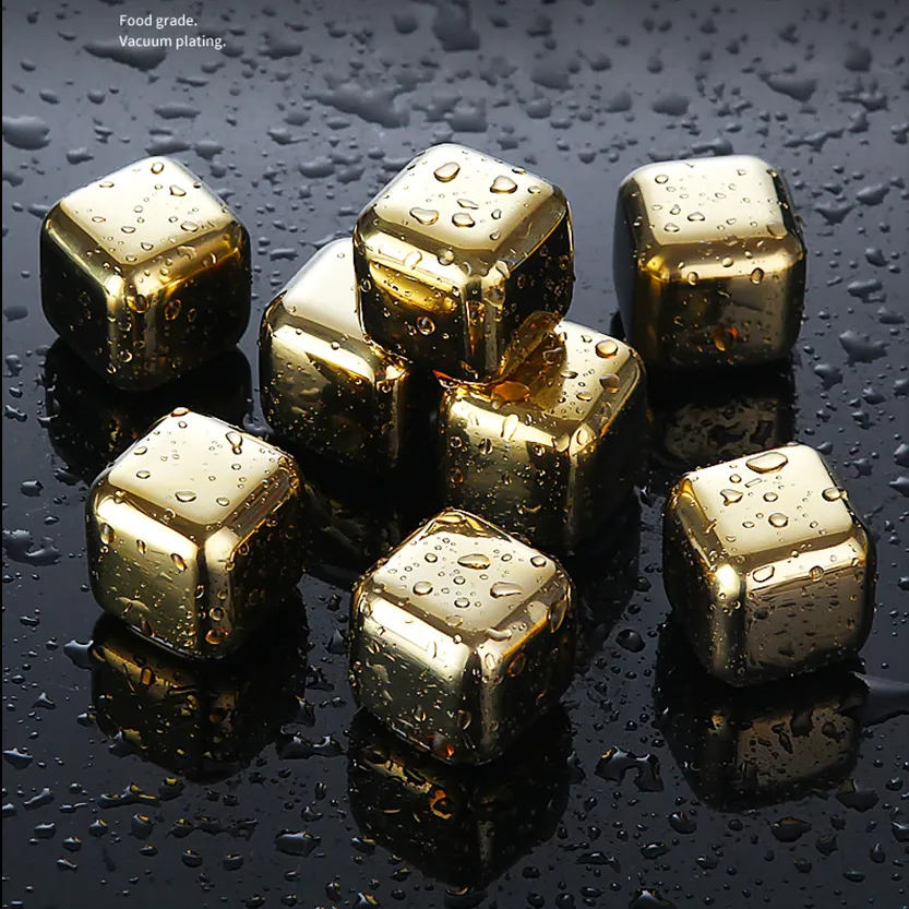 Funki Buys | Whisky Stones | Gold Stainless Steel Reusable Ice Cubes