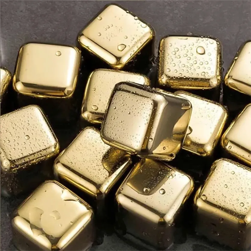 Funki Buys | Whisky Stones | Gold Stainless Steel Reusable Ice Cubes
