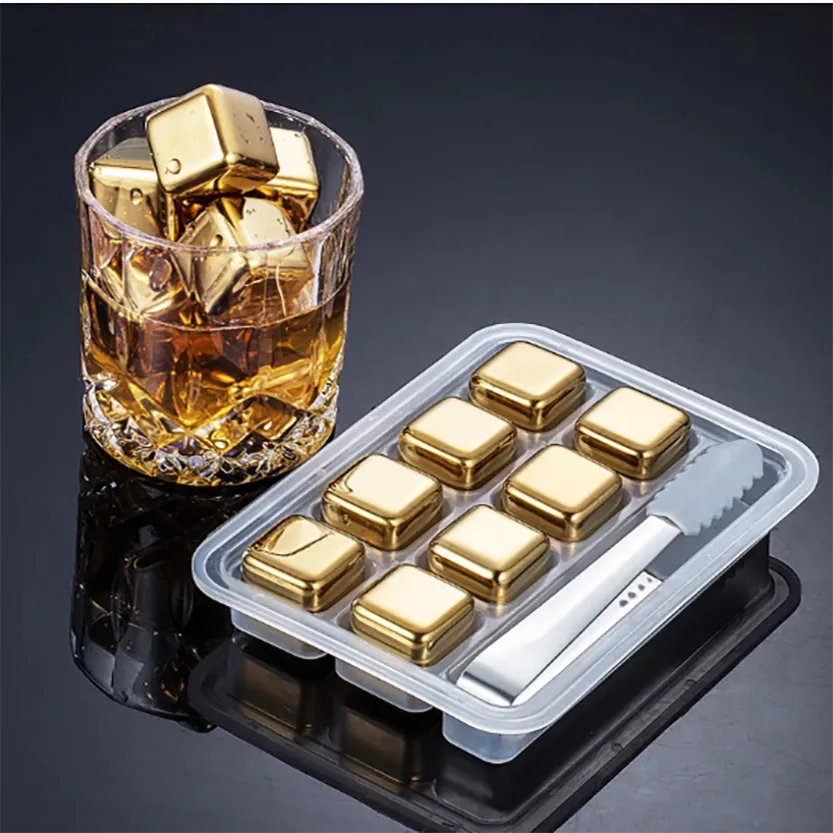 Funki Buys | Whisky Stones | Gold Stainless Steel Reusable Ice Cubes