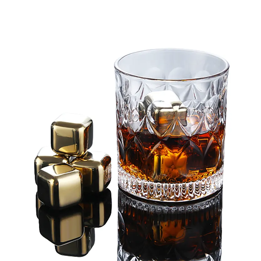 Funki Buys | Whisky Stones | Gold Stainless Steel Reusable Ice Cubes