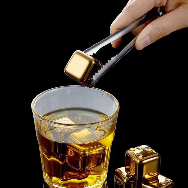 Funki Buys | Whisky Stones | Gold Stainless Steel Reusable Ice Cubes