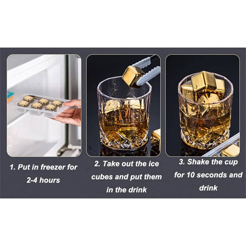 Funki Buys | Whisky Stones | Gold Stainless Steel Reusable Ice Cubes